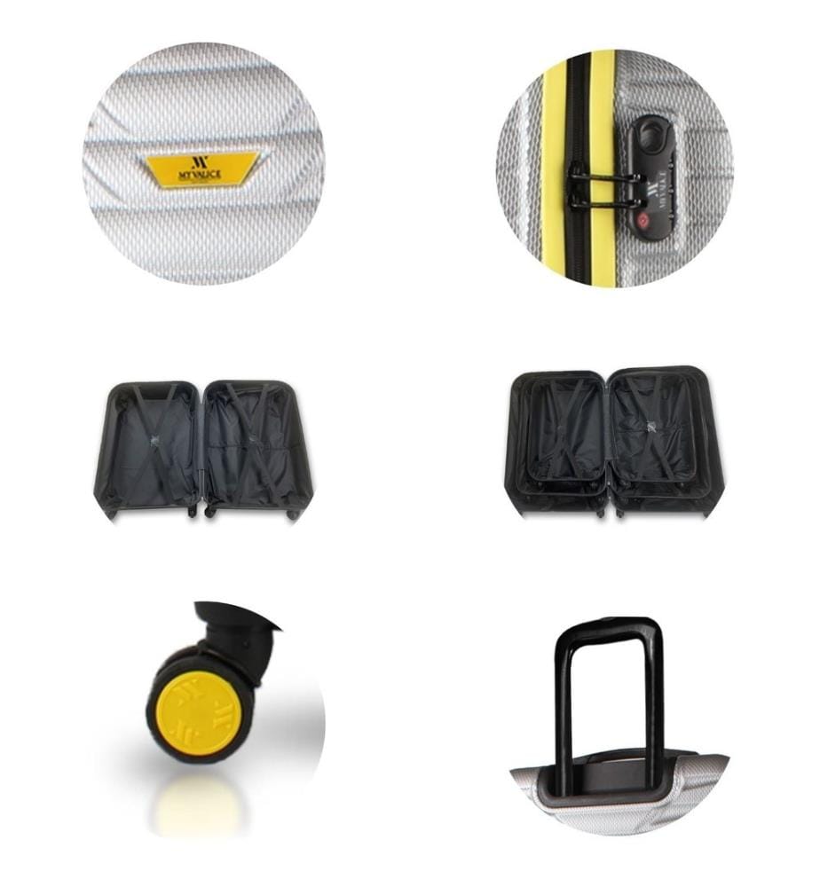 Ensemble de valises, 2 pièces, gris, 100 % ABS, vis en acier