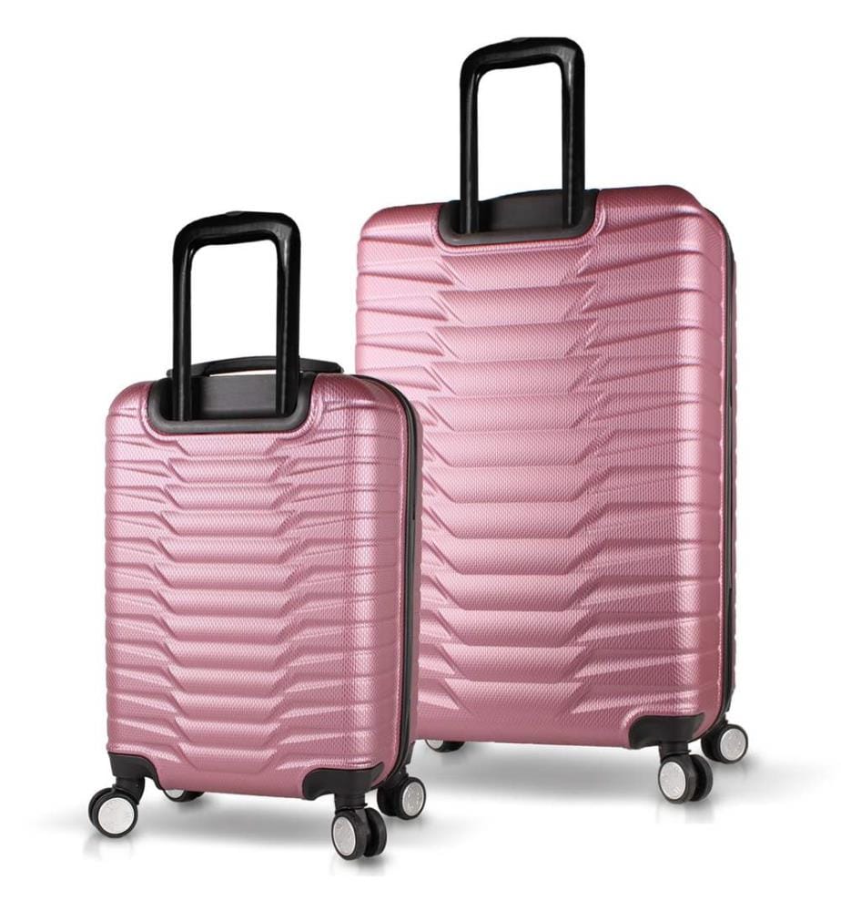 Ensemble de valises, 2 pièces, or rose, 100 % ABS, vis en acier