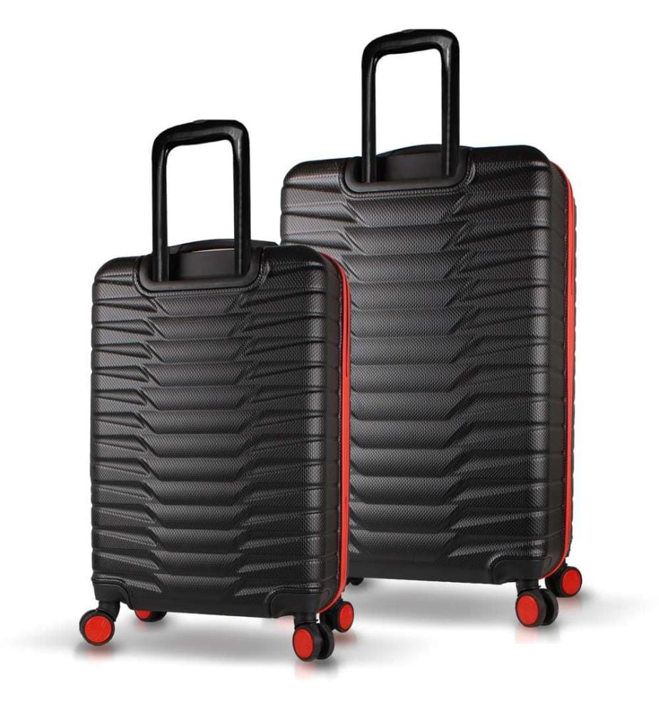 Ensemble de valises, 2 pièces, noir, 100 % ABS, vis en acier