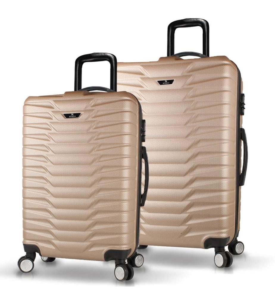 Ensemble de valises, 2 pièces, doré, 100 % ABS, vis en acier