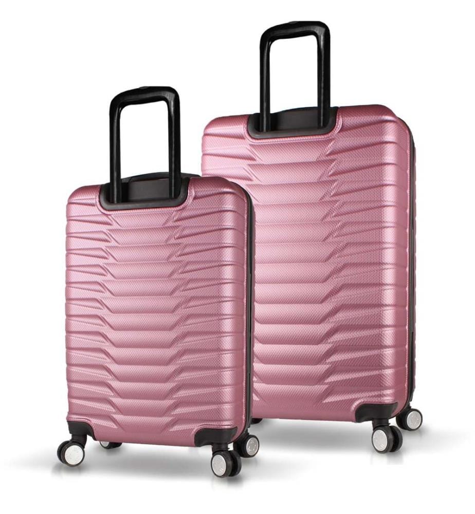 Ensemble de valises, 2 pièces, or rose, 100 % ABS, vis en acier