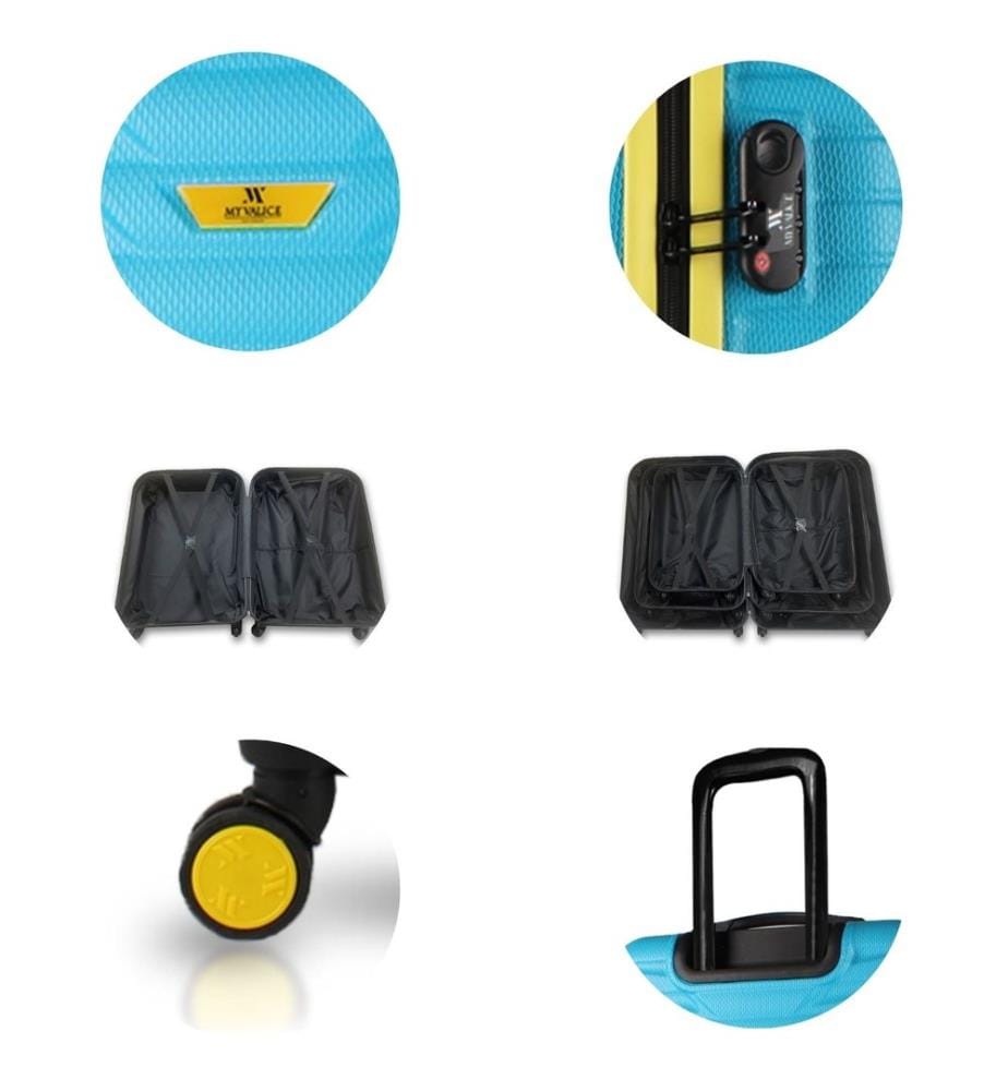 Set de valises, 2 pièces, turquoise, 100 % ABS, vis en acier