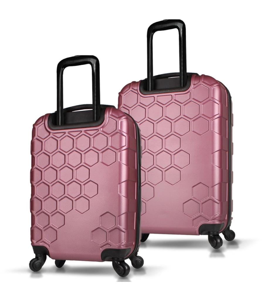 Ensemble de valises, 2 pièces, or rose, 100 % ABS, vis en acier