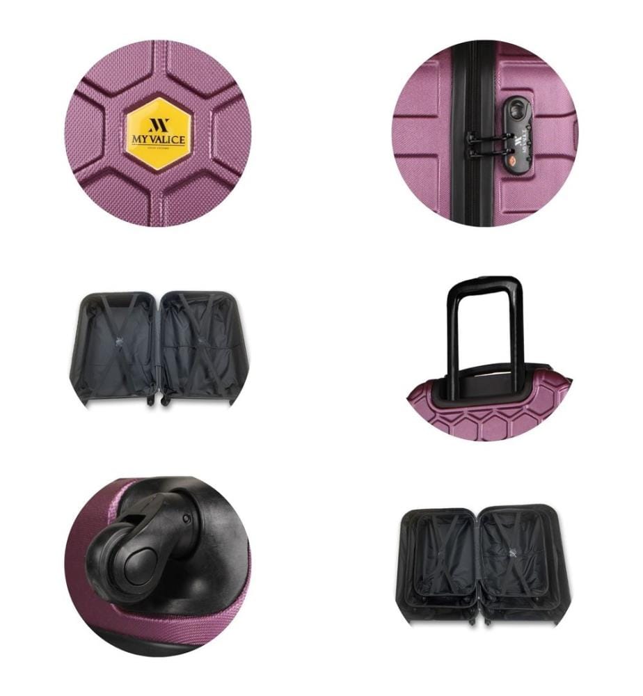 Ensemble de valises, 2 pièces, fuchsia, 100 % ABS, vis en acier