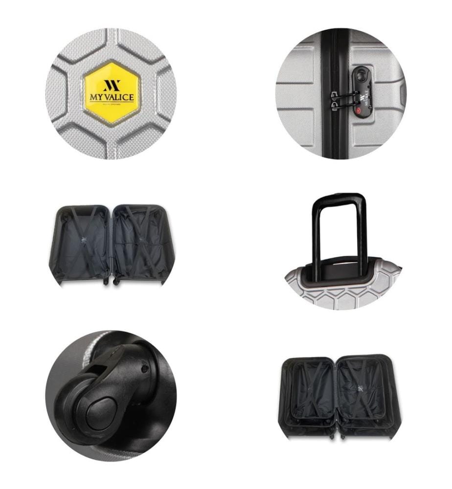 Ensemble de valises, 2 pièces, gris, 100 % ABS, vis en acier