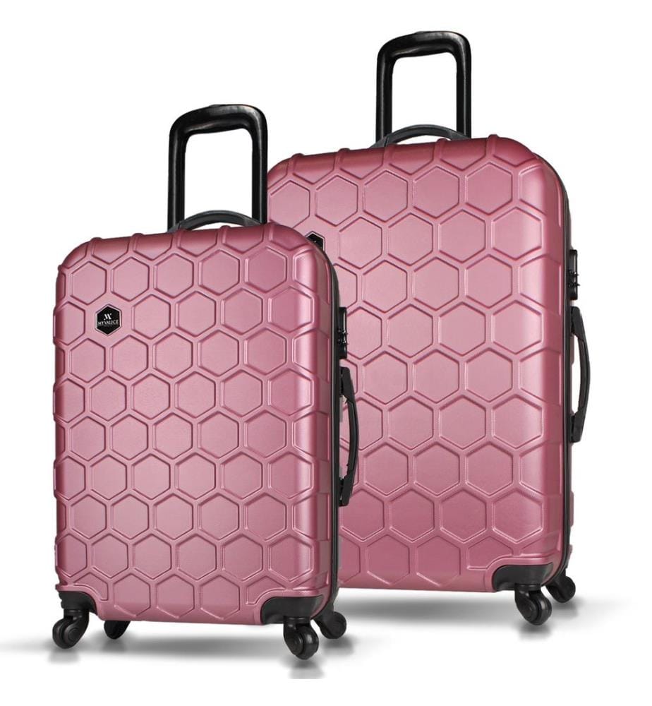 Ensemble de valises, 2 pièces, or rose, 100 % ABS, vis en acier