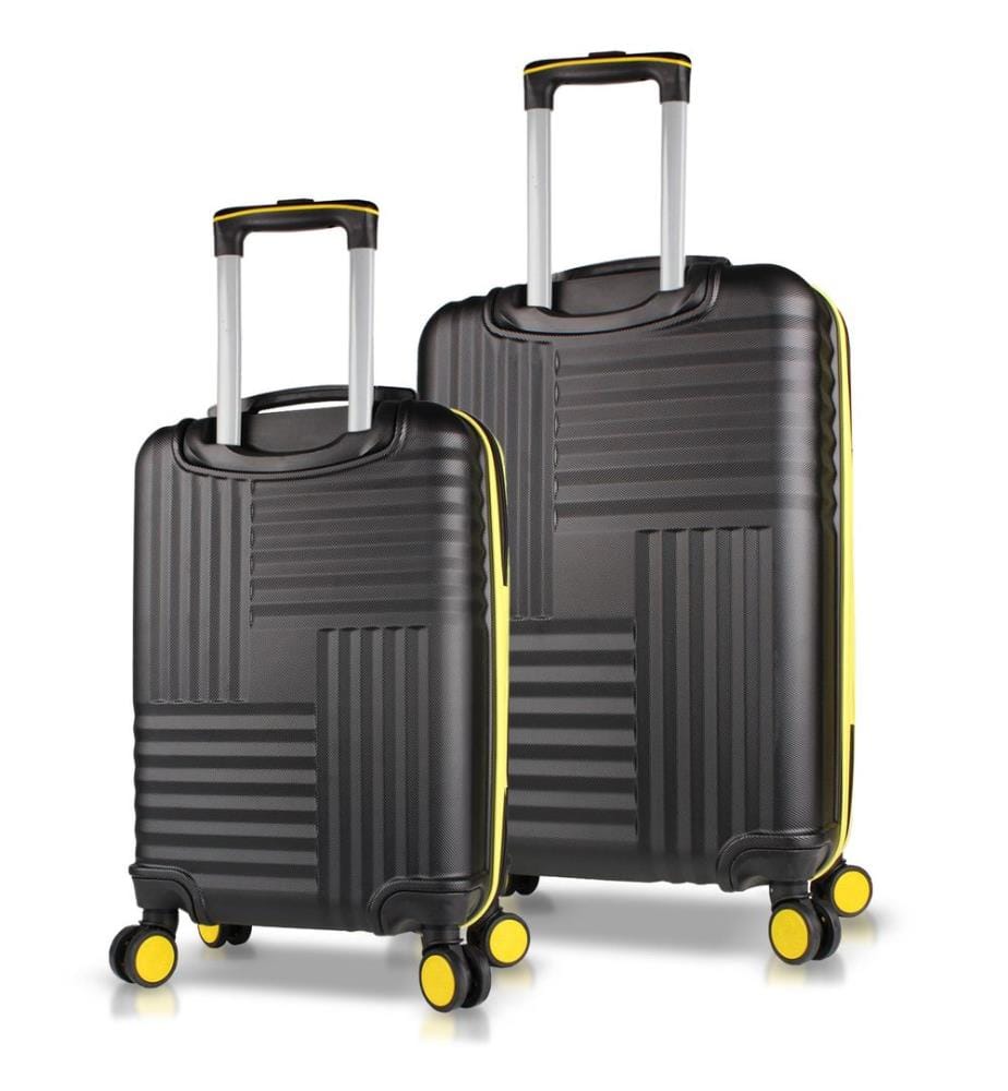Ensemble de valises, 2 pièces, noir, 100 % ABS, vis en acier