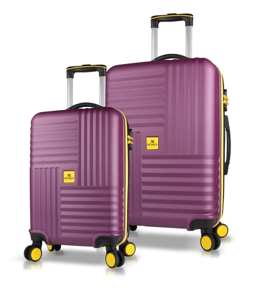 Set de valises, 2 pièces, prune, 100 % ABS, vis en acier
