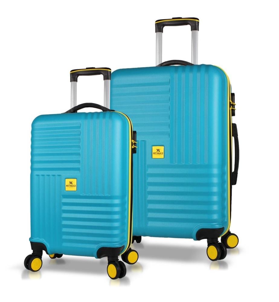 Set de valises, 2 pièces, turquoise, 100 % ABS, vis en acier