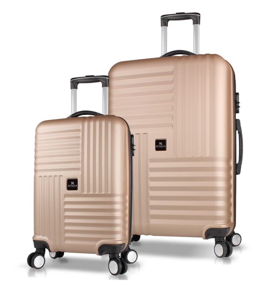 Ensemble de valises, 2 pièces, doré, 100 % ABS, vis en acier