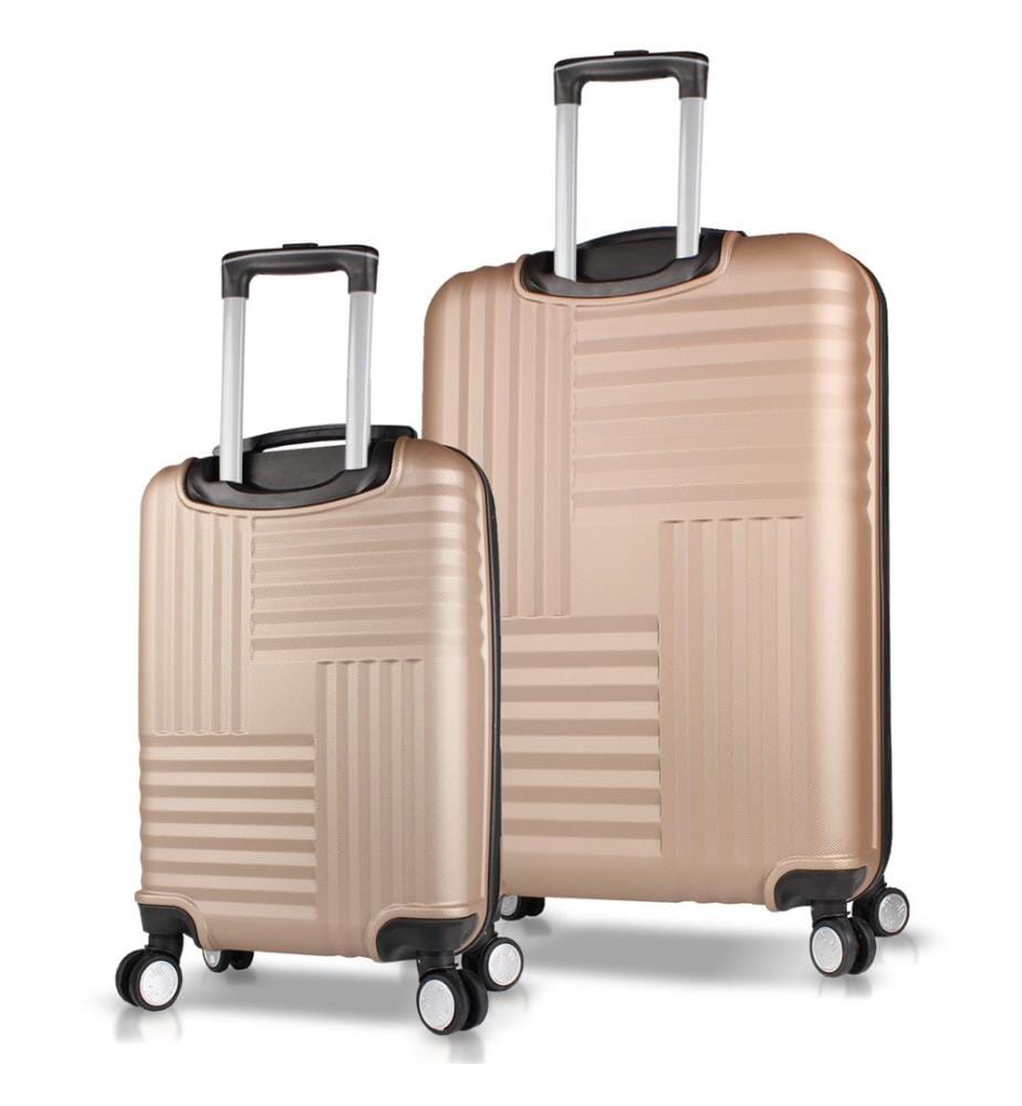 Ensemble de valises, 2 pièces, doré, 100 % ABS, vis en acier