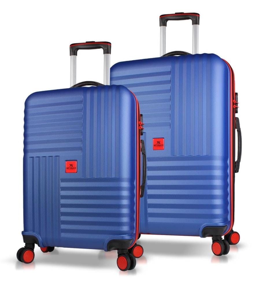 Ensemble de valises, 2 pièces, bleu marine, 100 % ABS, vis en acier
