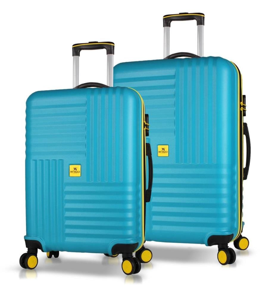 Set de valises, 2 pièces, turquoise, 100 % ABS, vis en acier