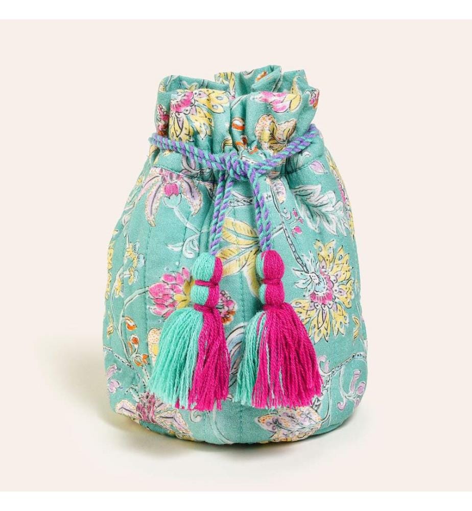 Trousse de maquillage verte, 100% coton