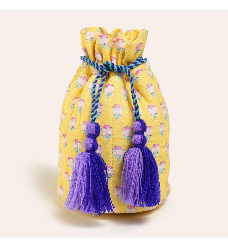 Trousse de maquillage, jaune, 100% coton