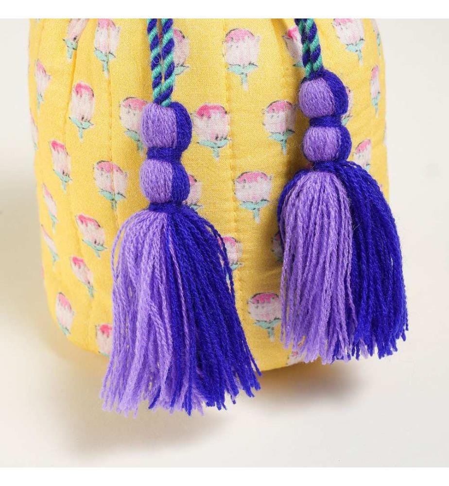 Trousse de maquillage, jaune, 100% coton