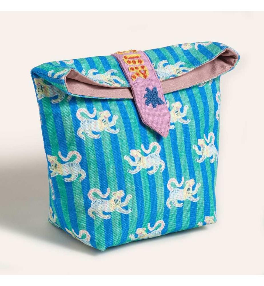 Trousse de maquillage bleue, 100 % coton