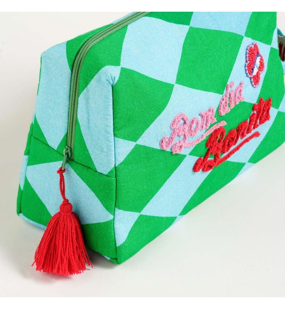 Trousse de maquillage, verte, bleue, 100 % coton