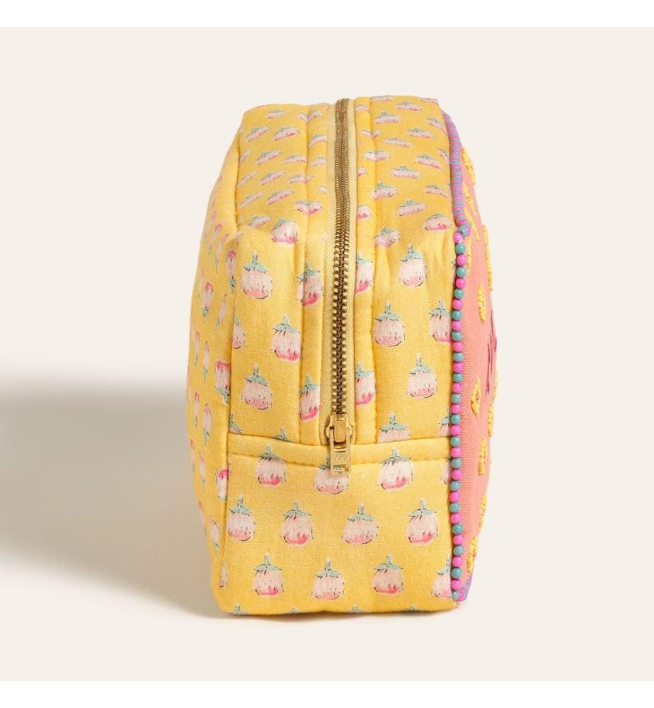Trousse de maquillage, saumon, 100 % coton