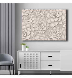 Dekoratives Leinwandgemälde, Beige, Leinwand, Kiefernholzrahmen