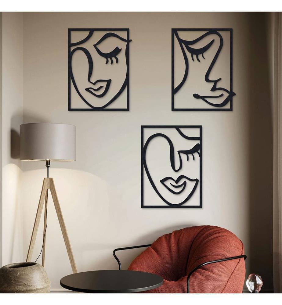 Ensemble de 3 accessoires muraux décoratifs en métal, 100 % métal, noir