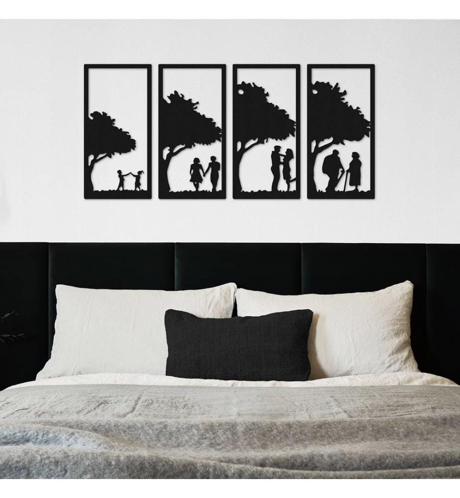 Ensemble de 4 accessoires muraux décoratifs en métal, 100 % métal, noir
