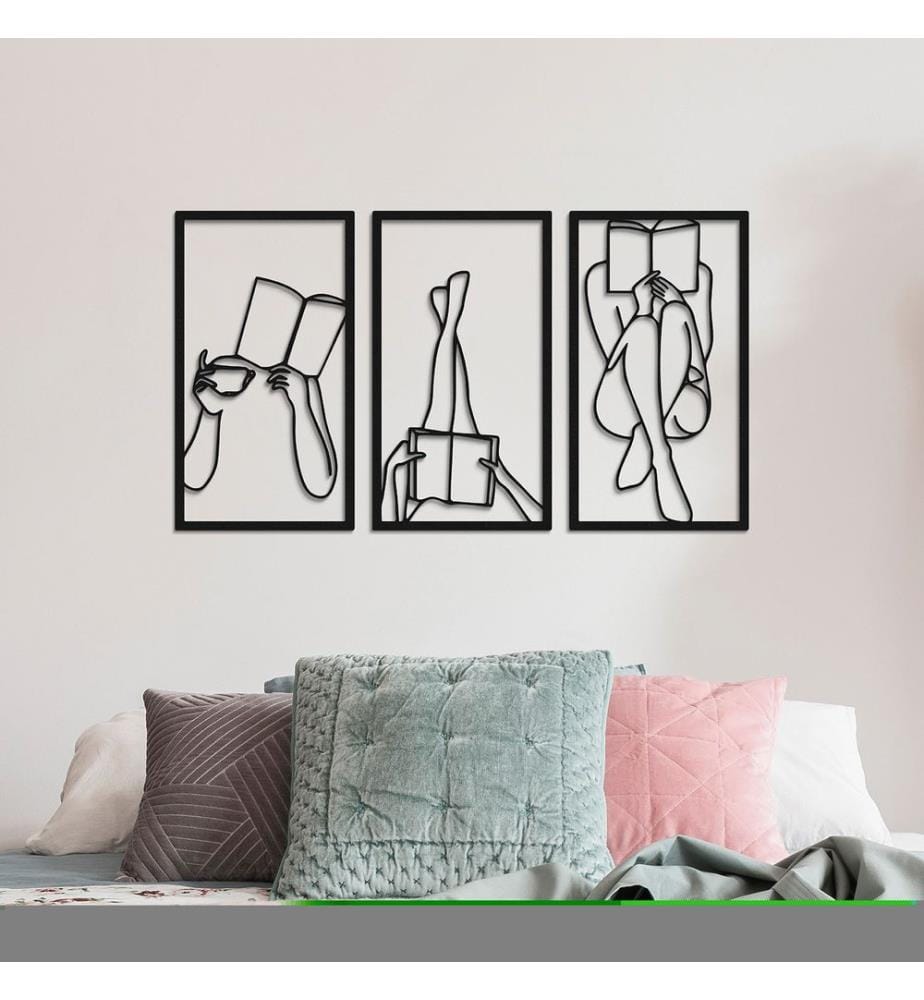 Ensemble de 3 accessoires muraux décoratifs en métal, 100 % métal, noir