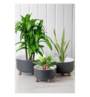 Vasen-Set, grau, 100 % KUNSTSTOFF