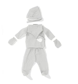 Ensemble pour nouveau-né (5 pièces), gris, 100 % COTON