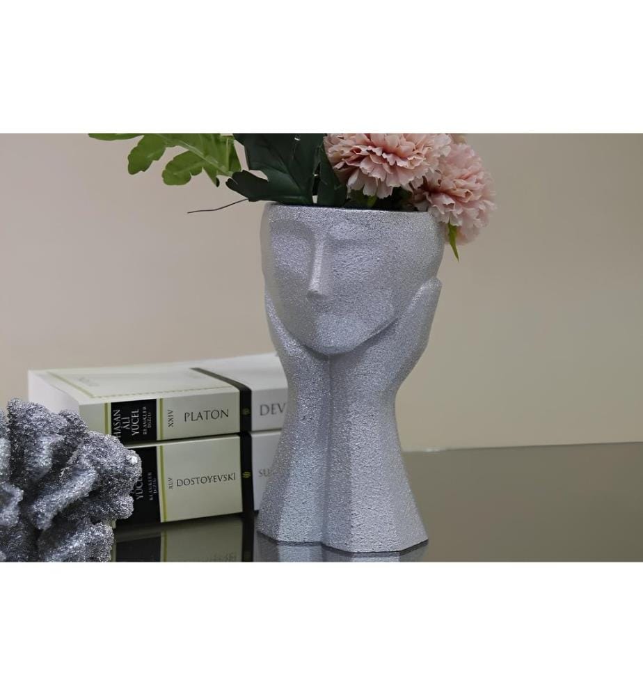 Dekotopf, Silber, 100 % POLYESTER