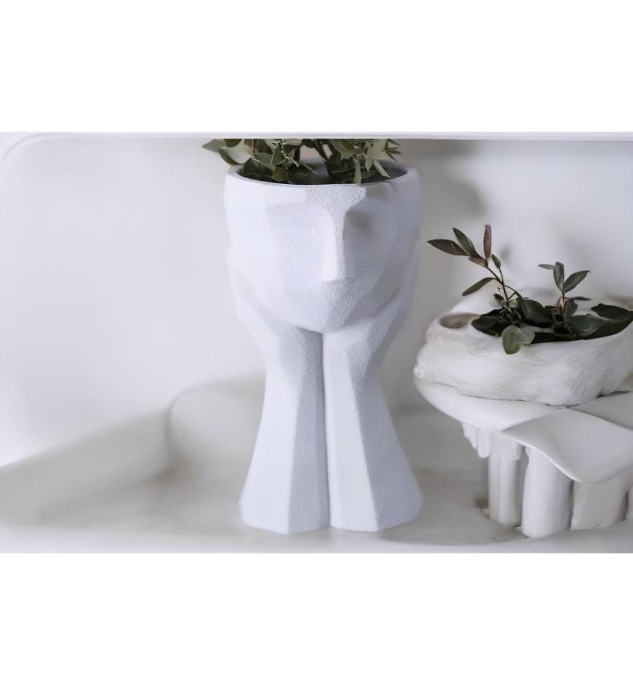 Pot décoratif, blanc, 100 % POLYESTER