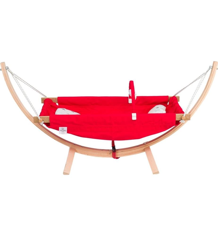 Hamac pour bébé, rouge, 100 % BOIS, tissu : 100 % COTON