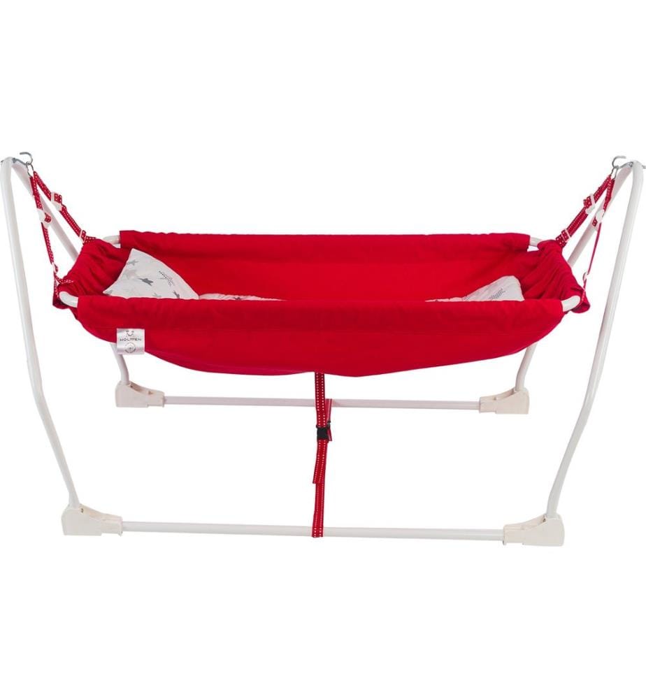 Hamac pour bébé, rouge, 100 % MÉTAL, tissu : 100 % COTON