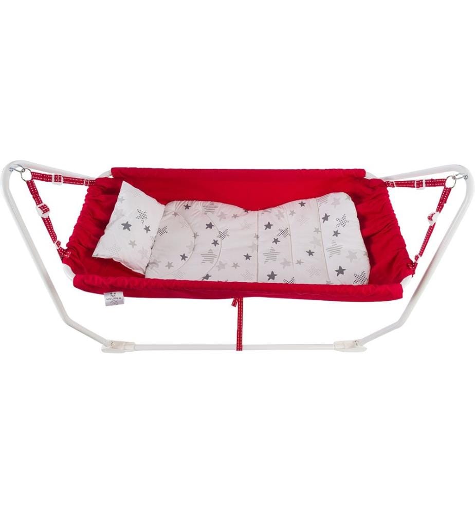 Hamac pour bébé, rouge, 100 % MÉTAL, tissu : 100 % COTON