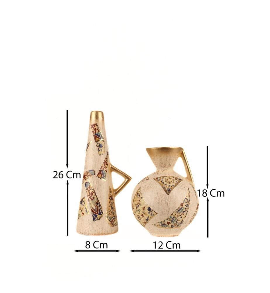 Dekoratives Topfset, 2 Stück, Beige, KERAMIK