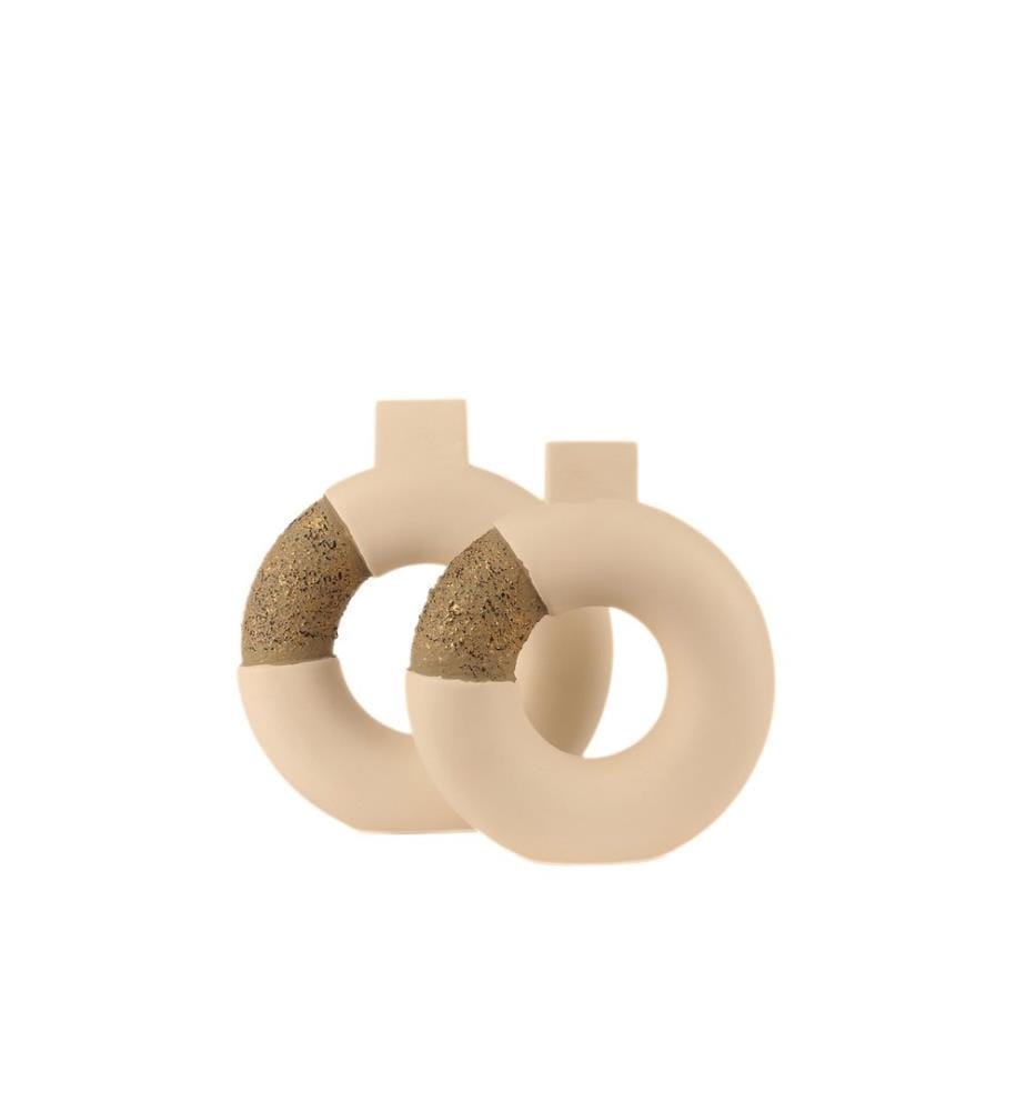 Ensemble de pots décoratifs, 2 pièces, écru, CORPS EN CÉRAMIQUE