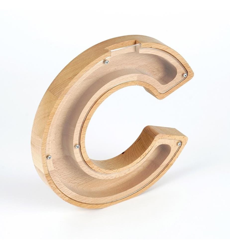 Decorative Penny Bank, Brown, White, Frame: 100% Wooden, Front Side: 100% Plexiglass (Thickness: 2 Mm)