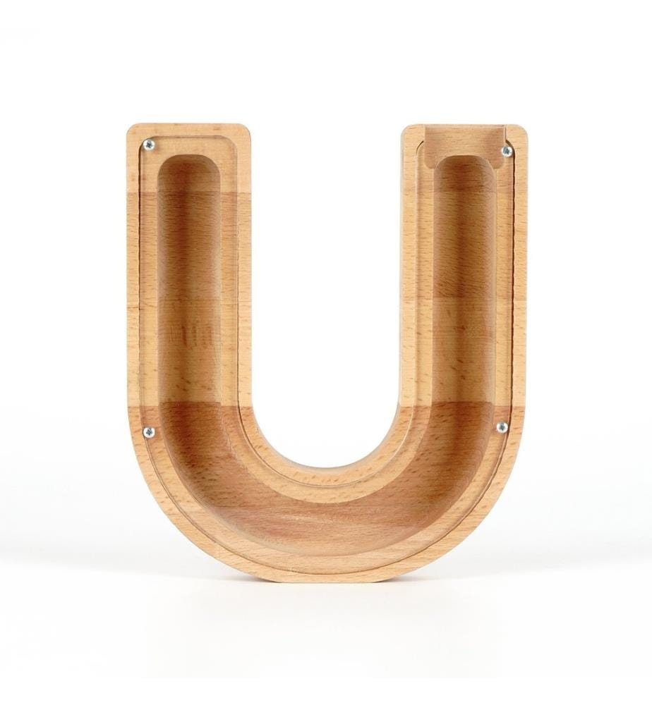 Decorative Penny Bank, Brown, White, Frame: 100% Wooden, Front Side: 100% Plexiglass (Thickness: 2 Mm)