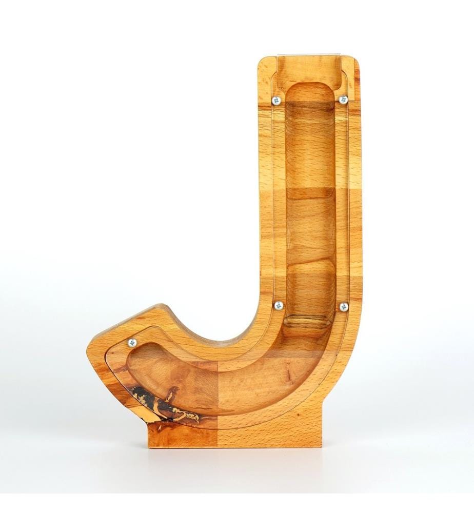Decorative Penny Bank, Brown, White, Frame: 100% Wooden, Front Side: 100% Plexiglass (Thickness: 2 Mm)