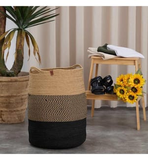 Korb, Schwarz, Braun, 100 % JUTE