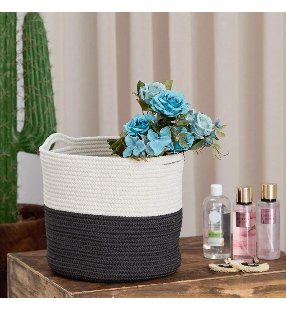 Panier, noir, blanc, 100 % JUTE