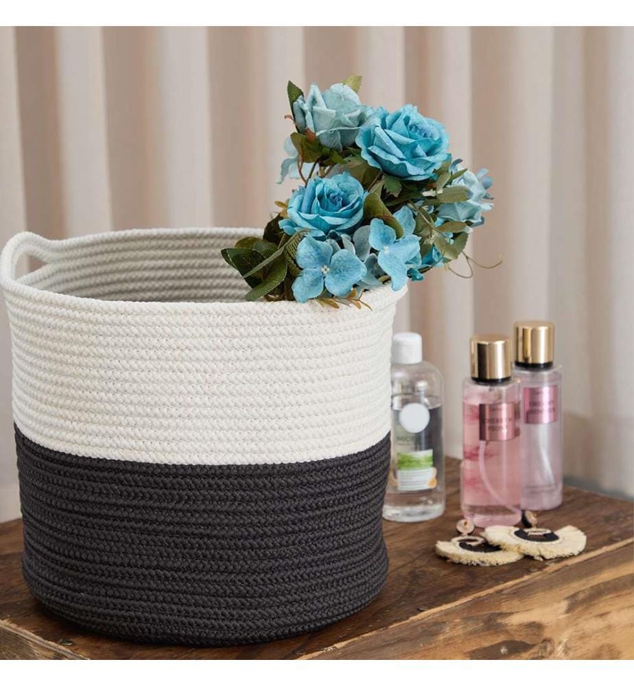 Panier, noir, blanc, 100 % JUTE