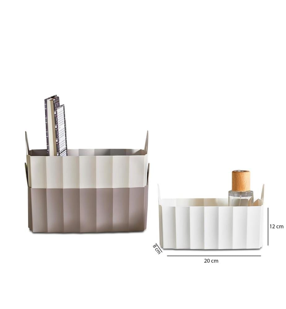 Desk Organizer, Brown, Cream, White, Plastic Body