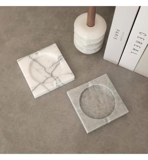Aschenbecher, Weiss, Grau, 100 % sizilianischer Lila-Marmor