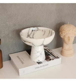 Schale, weiss, 100 % sizilianischer Lila-Marmor