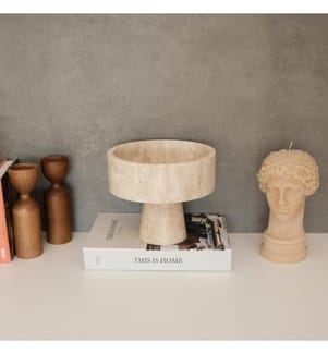 Schale, Beige, 100 % Travertinmarmor