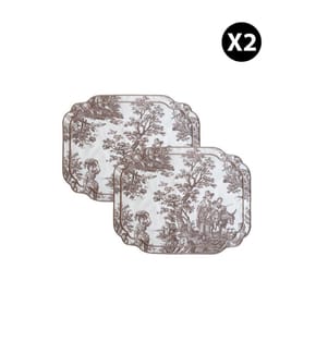 Tischset, 2-teilig, Braun, Weiss, 100 % Entengewebe