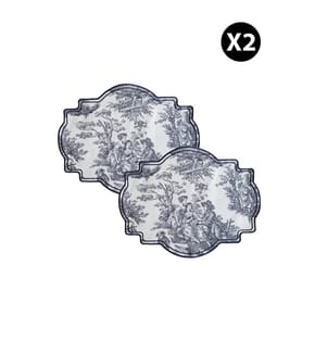 Tischset, 2-teilig, Schwarz, Weiss, 100 % Entengewebe