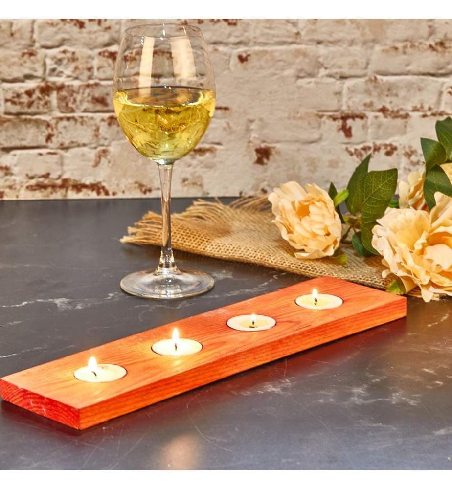 Tea Light Holder, Red, Wooden Tealight, Wooden Body