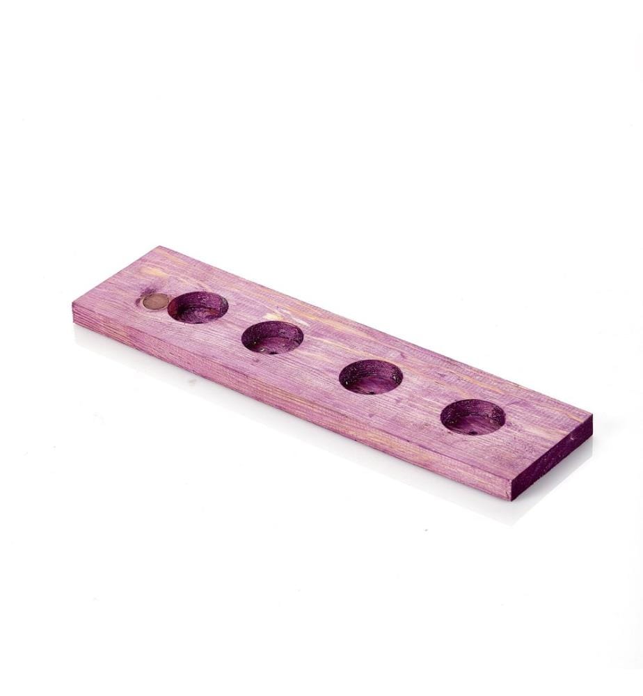 Teelichthalter, lila, aus Holz, Holzkorpus